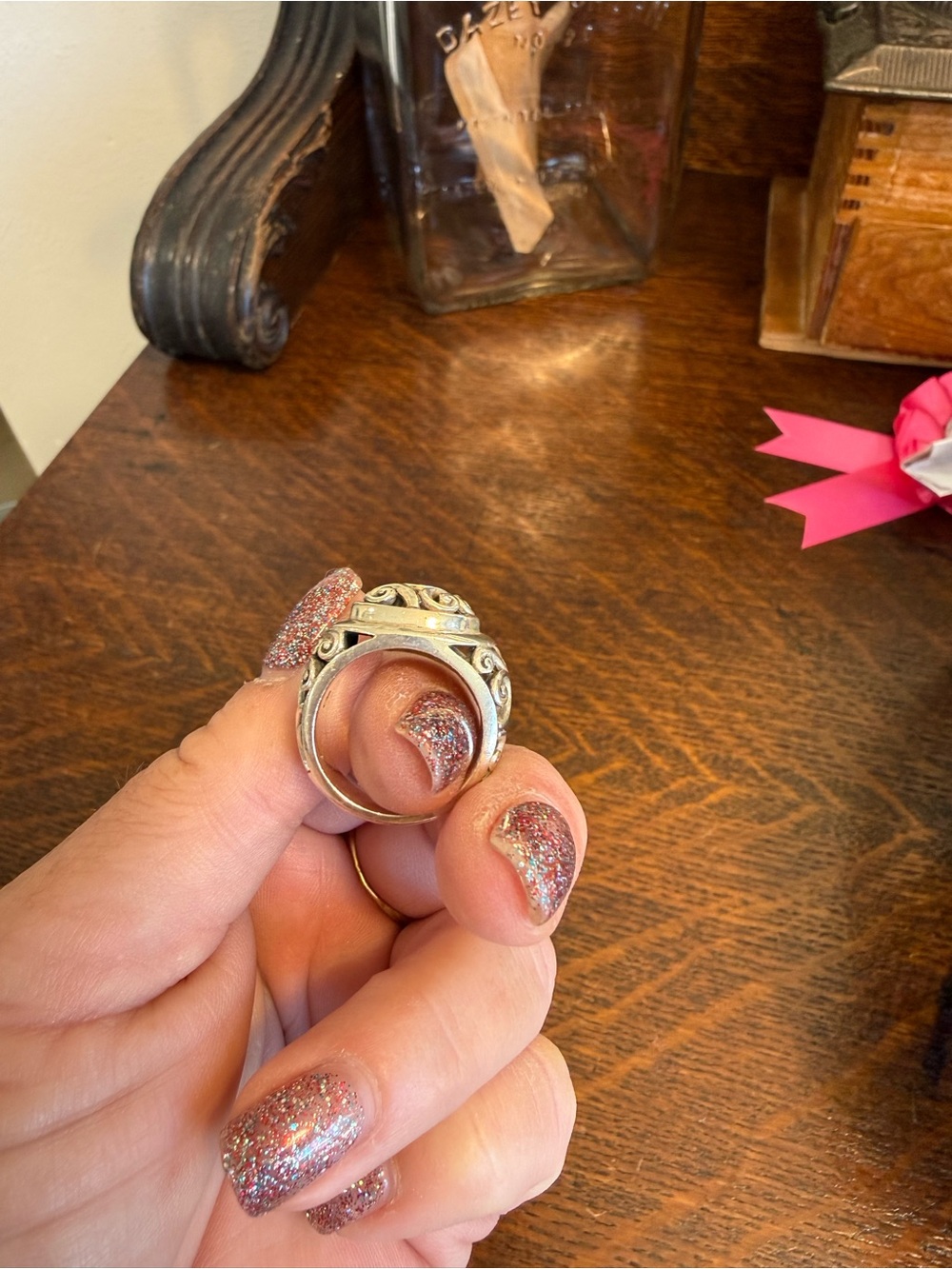 Brighton Ornate Sterling-Look Silver Scroll Ring. Size 8 - Picture 3 of 7